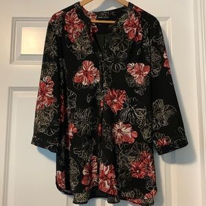 GUC black floral blouse